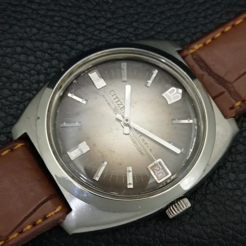 Vintage 1983 Citizen Manual Wound Mens Silver Watch W/Date & Silver accents